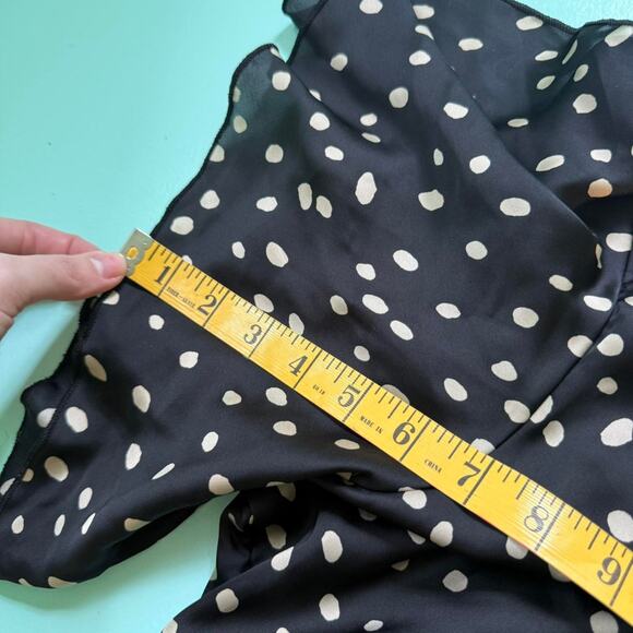 Vintage Black and white polka dot dress - one shoulder - Size Large - Picture 7 of 7